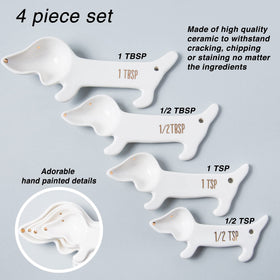 Close-up of the white dachshund nose design on VOTUM spoons.