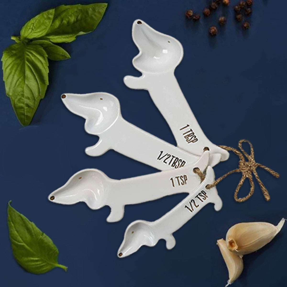 White dachshund design adds whimsy to baking routines with VOTUM spoons.