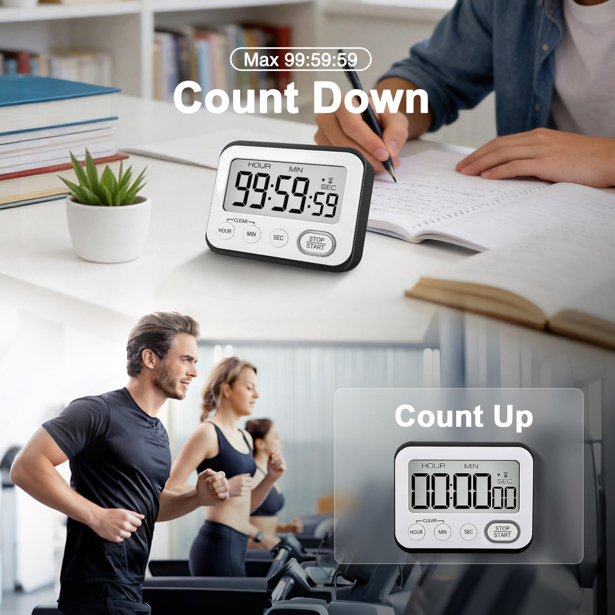 VOULOIR timer LCD close-up showing large display for easy kitchen reading