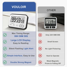 VOULOIR timer with 99h59m59s range for long study sessions