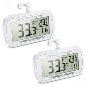 Vouloir waterproof fridge thermometer display shows current and max/min temps for quick checks.