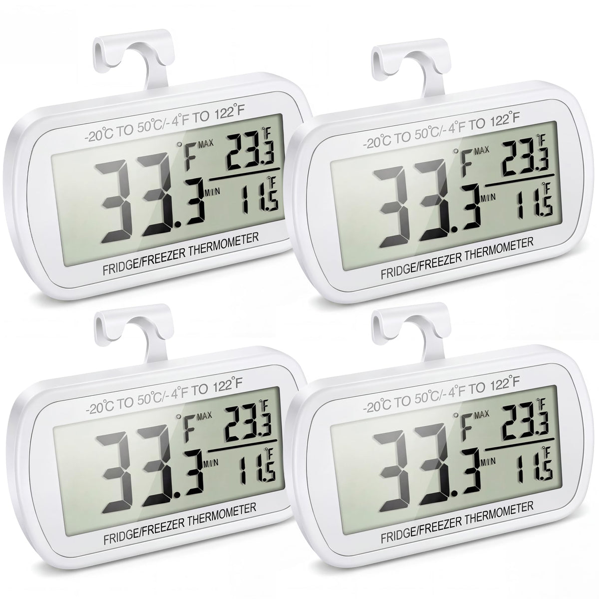 Vouloir waterproof fridge thermometer pack4 display shows accurate temperatures at a glance.