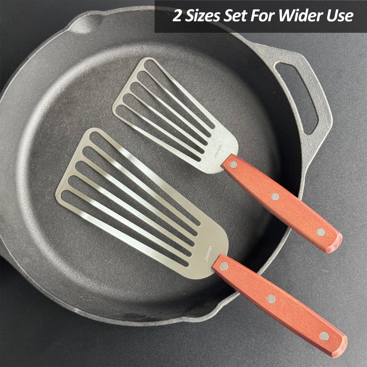 Vovoly 2-pack fish spatula set, 4x8 inch blade for larger foods