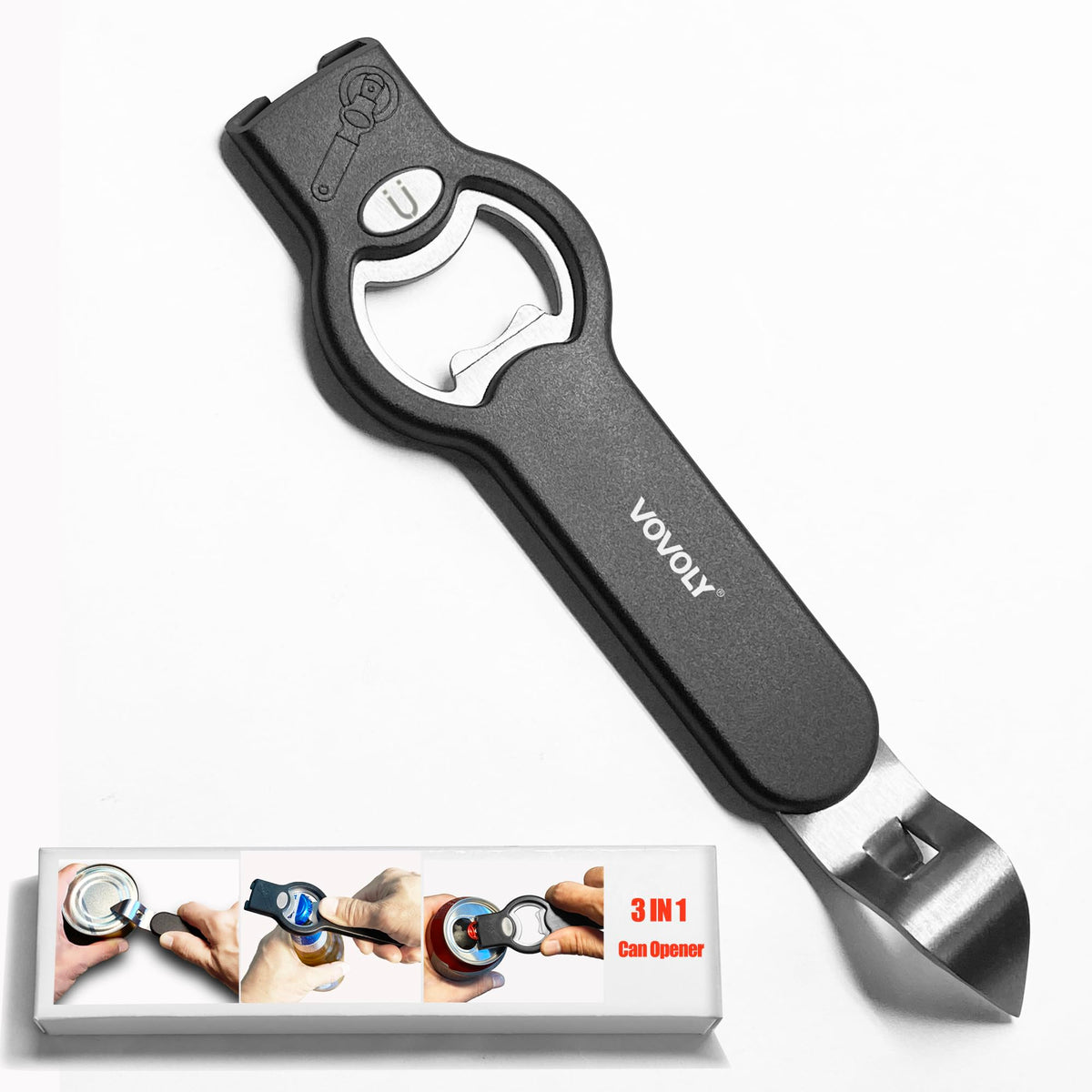 Vovoly 3-in-1 magnetic bottle opener on fridge for quick access