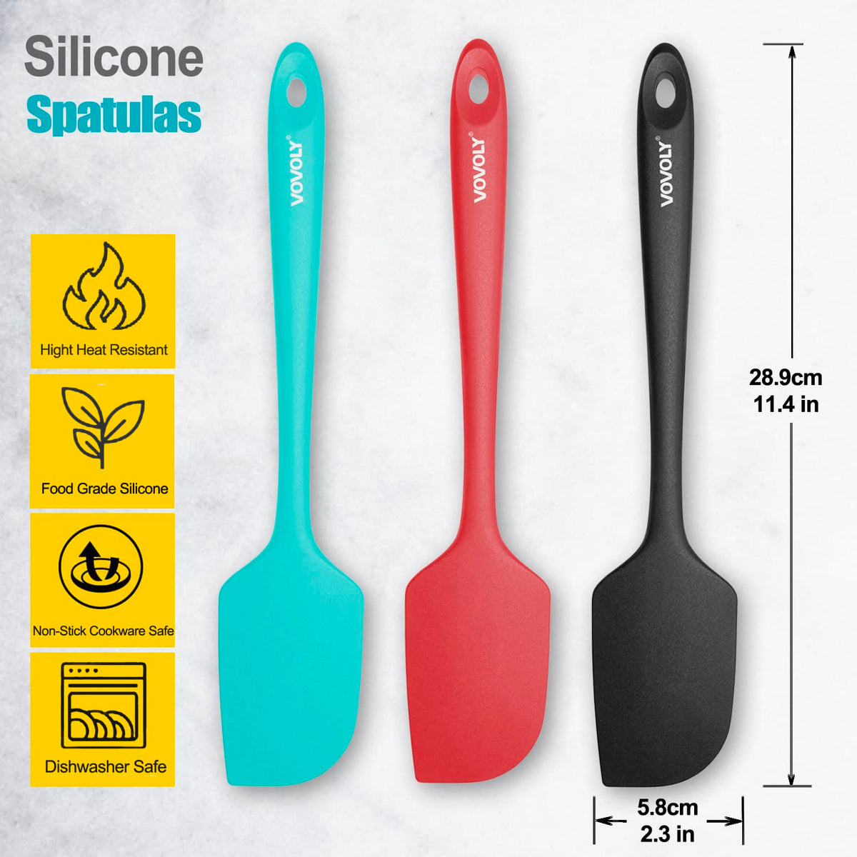 Vovoly spatula with ergonomic handle for comfortable use