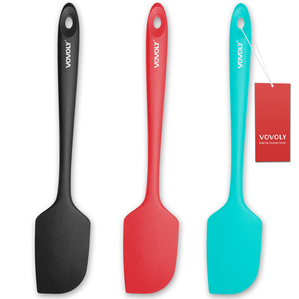 Vovoly 3-pack spatula with flat head for smooth scraping and flipping