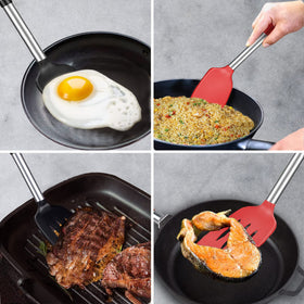 Vovoly ergonomic grip closeup demonstrates comfortable control during sautéing