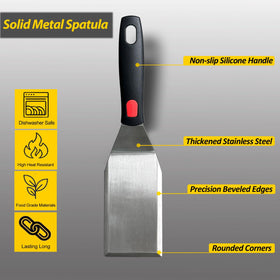 Vovoly full-tang silicone-handle spatula offers heat resistance and durable control while flipping.