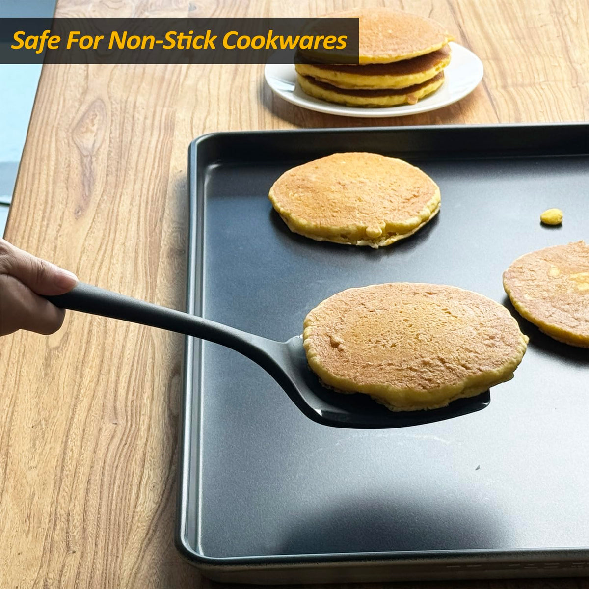 Vovoly nonstick-safe spatula protects nonstick surfaces from scratches.