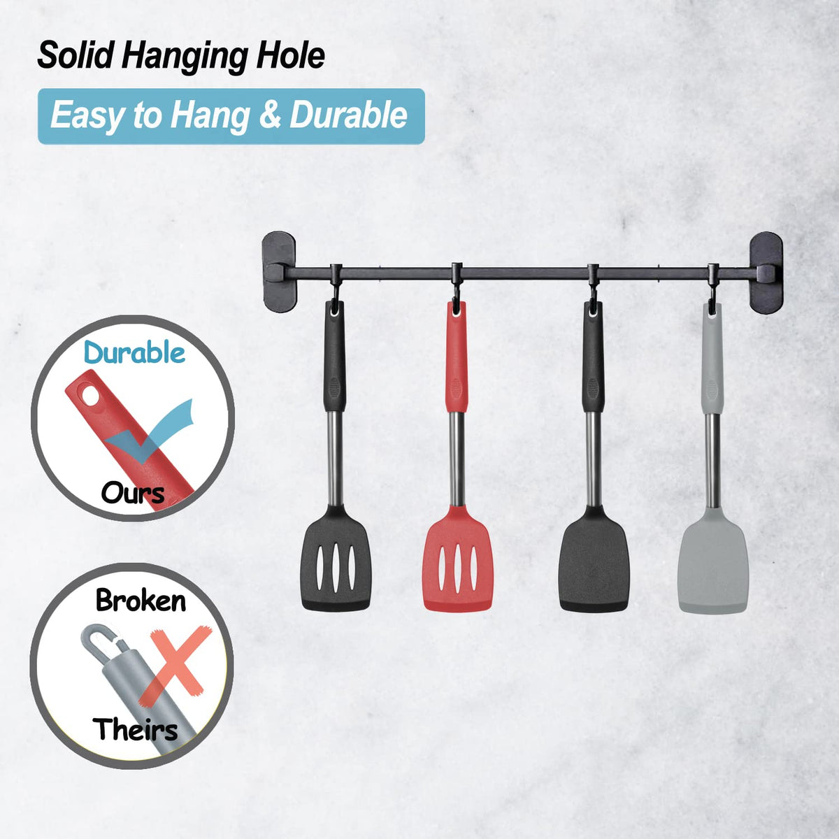 Vovoly nonstick turner enables easy food release and quick flipping.