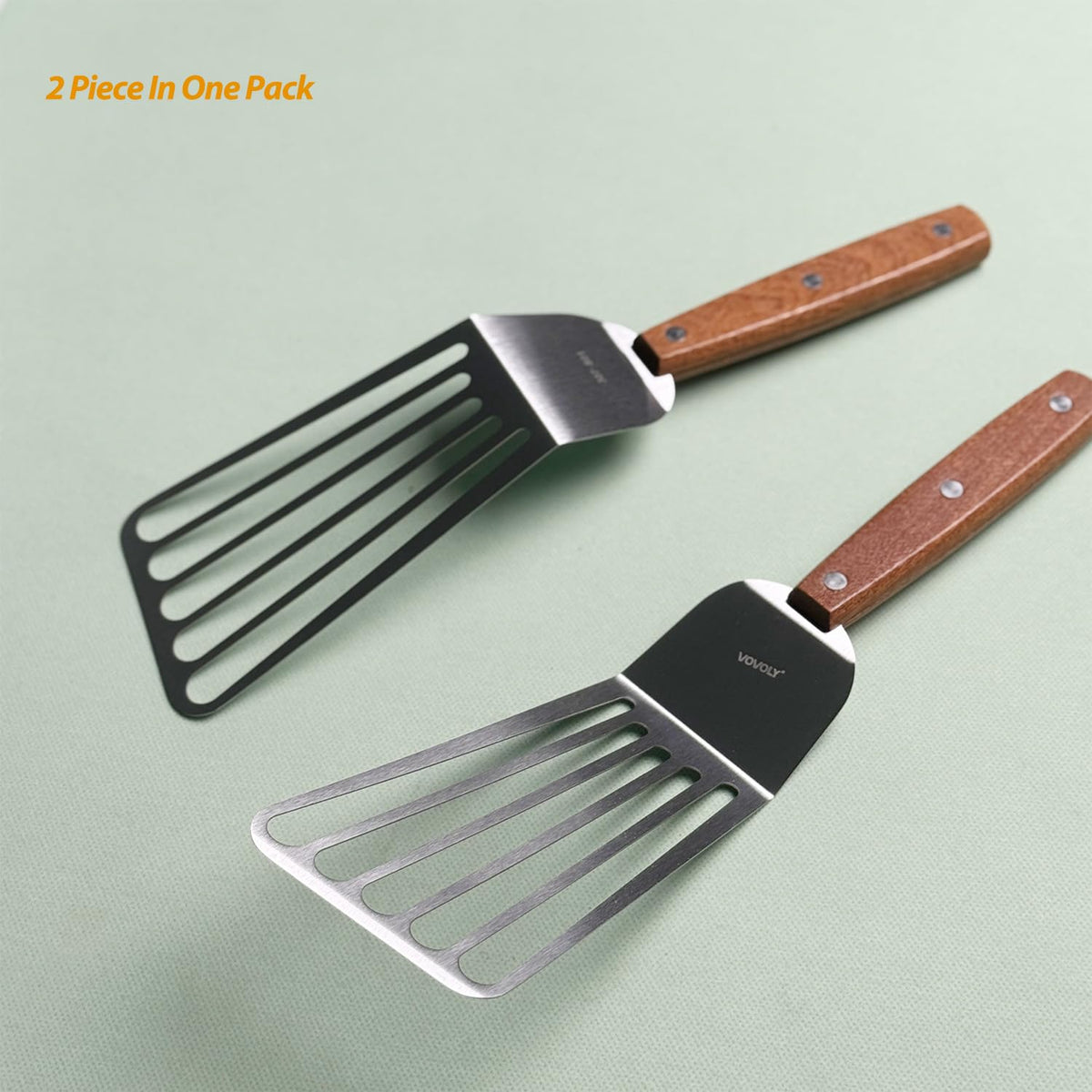 Vovoly offset handle keeps hand away from heat during frying
