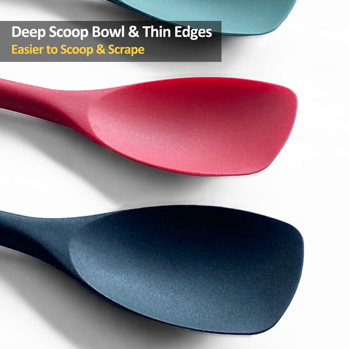 Vovoly seamless-design spatula closeup highlights sanitary, residue-free surface.