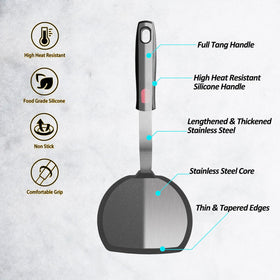 Vovoly silicone pancake spatula with ergonomic grip for precise control.
