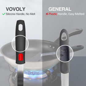 Vovoly nonstick-safe spatula preserves delicate coatings during flipping.