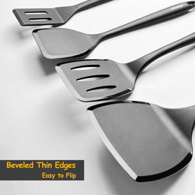 Vovoly slotted spatula drains liquids while lifting foods safely