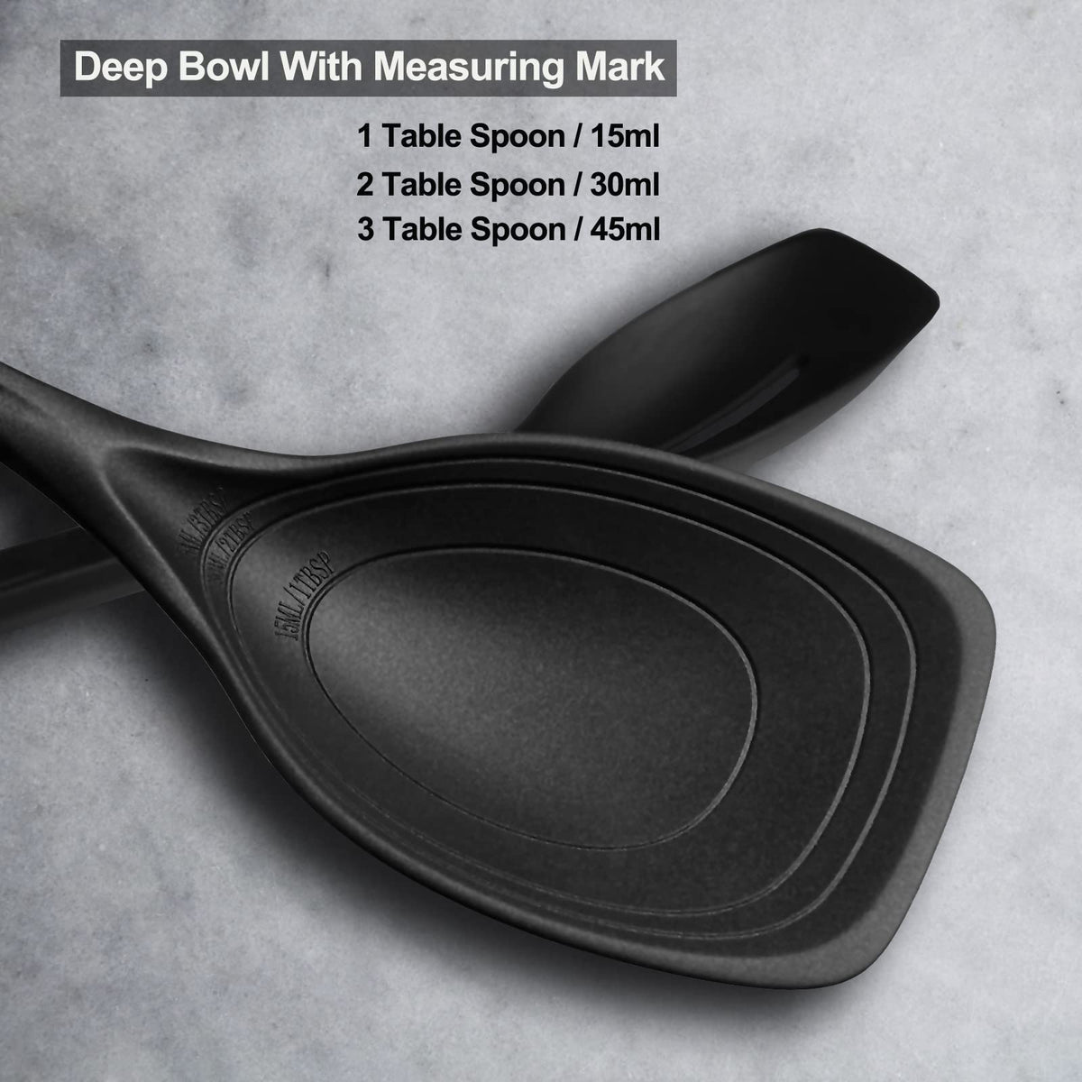 Vovoly silicone spoon with measurement marks for precise ingredient additions.