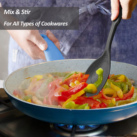 Vovoly silicone spoon with ergonomic handle for comfortable grip.