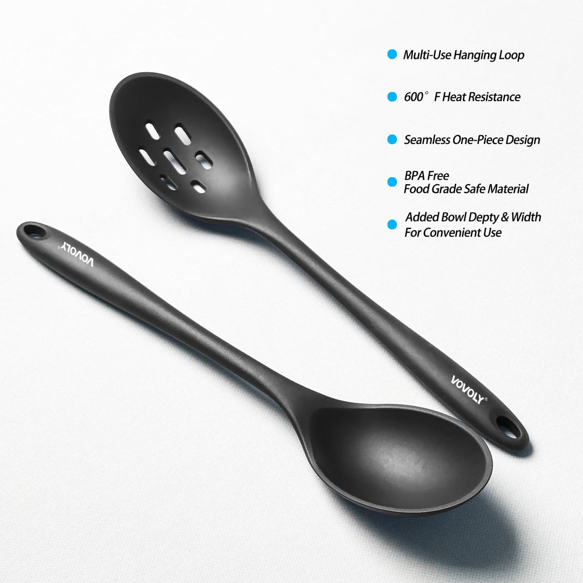 Vovoly silicone spoon serving sauce without drips for tidy plates.