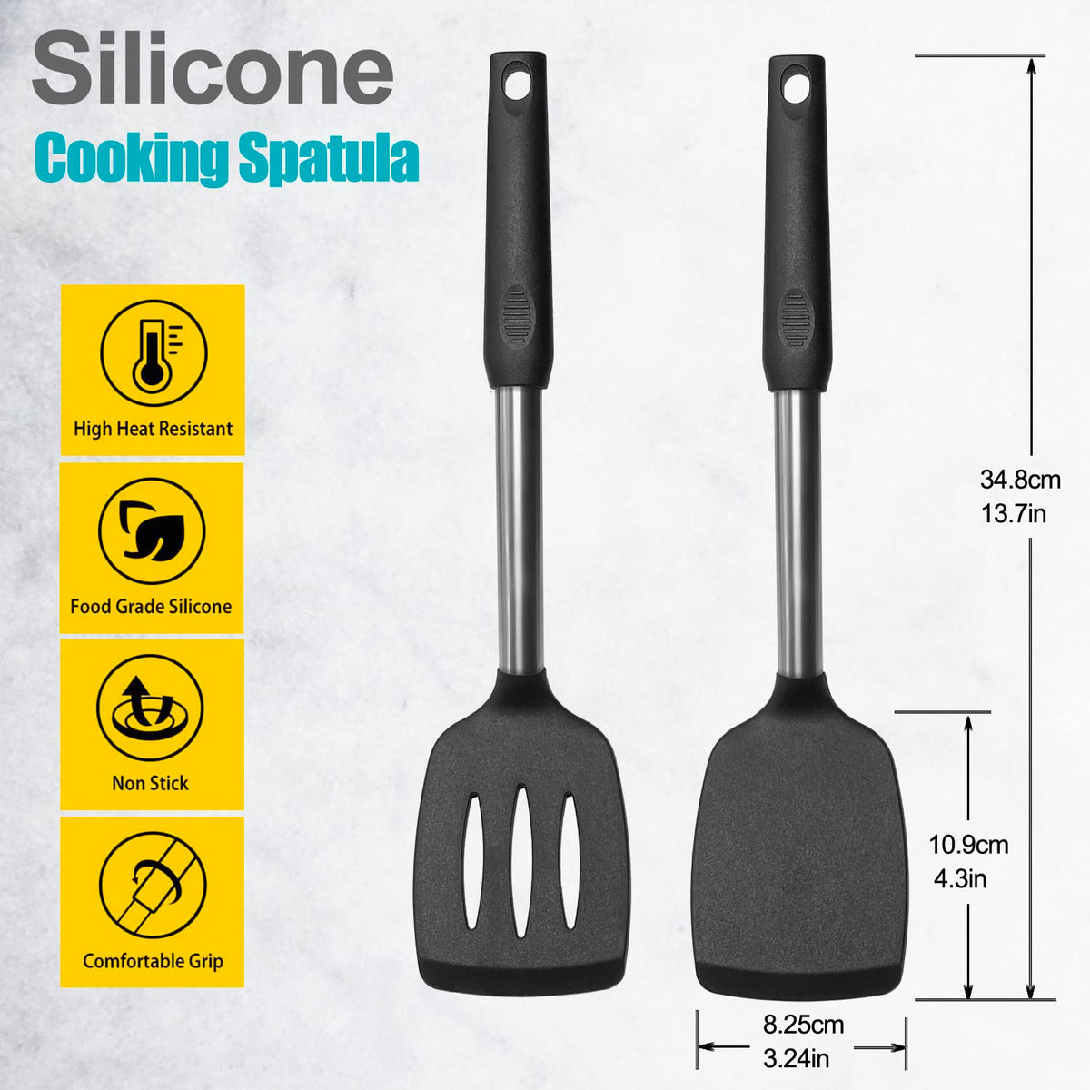 Vovoly slotted spatula bundle designed to drain fats while turning.