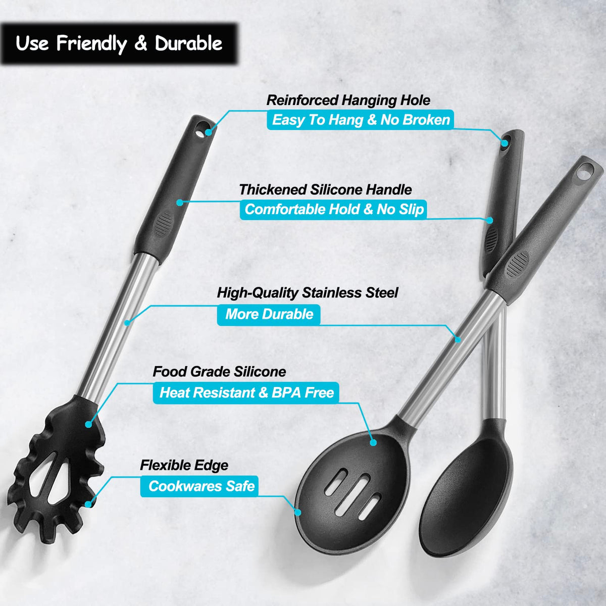 Vovoly solid spatula handle detail highlighting sturdy silicone coating