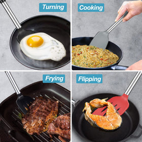 Vovoly spatulas in use on a skillet demonstrate versatile kitchen tool.