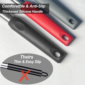Vovoly stainless steel handle coated with silicone provides heat protection