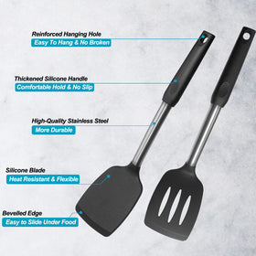Vovoly stainless steel handle spatula highlights durable, heat isolation design.