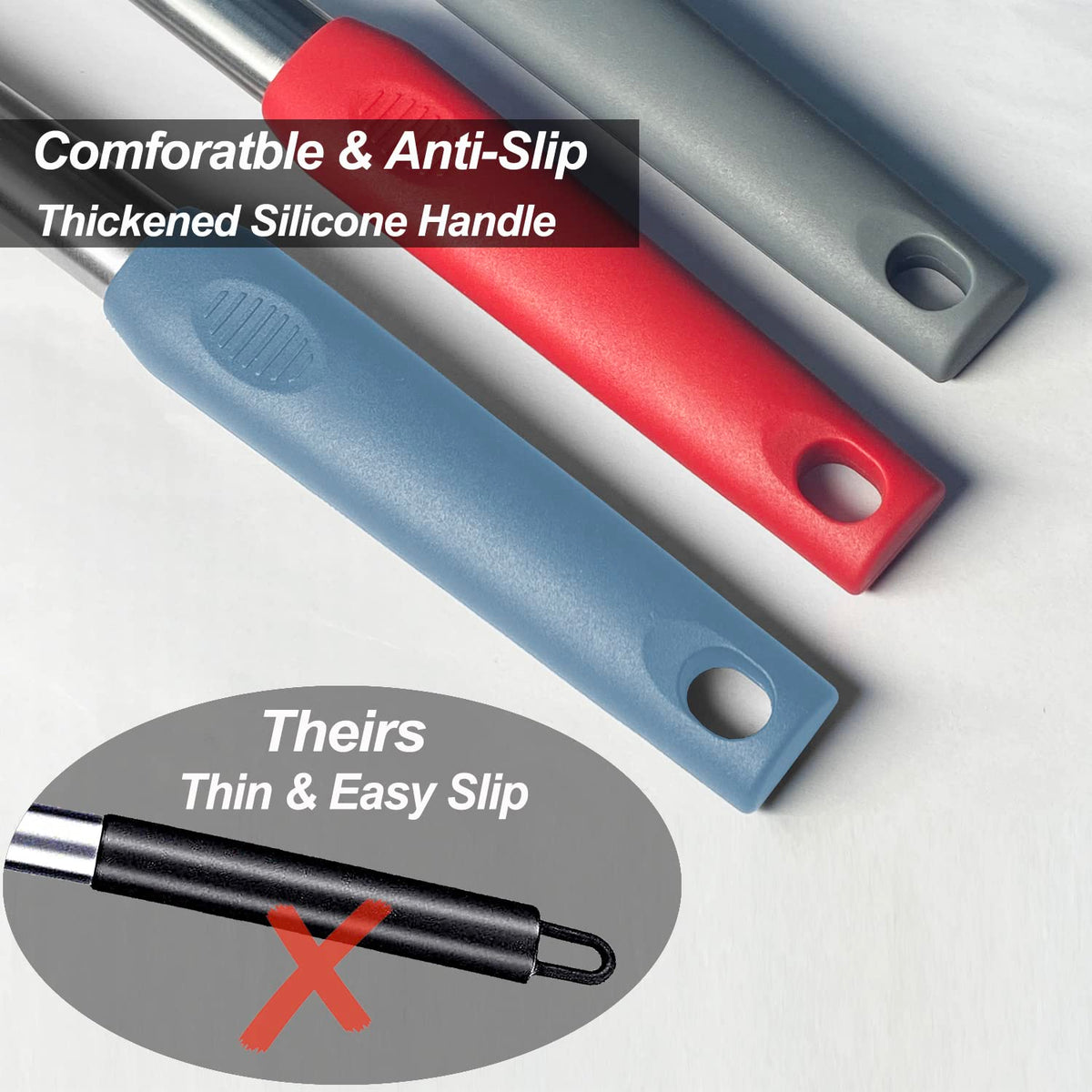 Vovoly ergonomic grip spatula in starry blue for comfortable use.