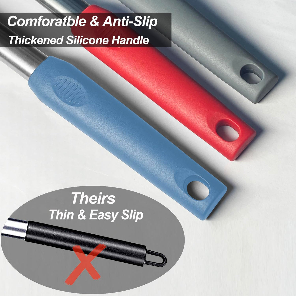 Vovoly starry blue heat-resistant handle reduces heat transfer.