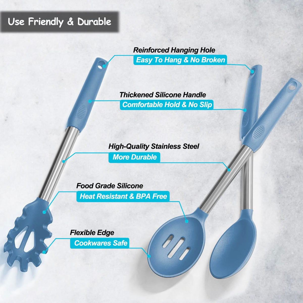 Vovoly starry blue slotted spoon ideal for draining sauces.