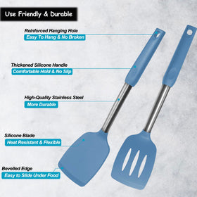 Vovoly starry blue solid spoon for stirring and scraping batter.