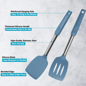 Vovoly starry blue spatula with stainless steel handle for durability.