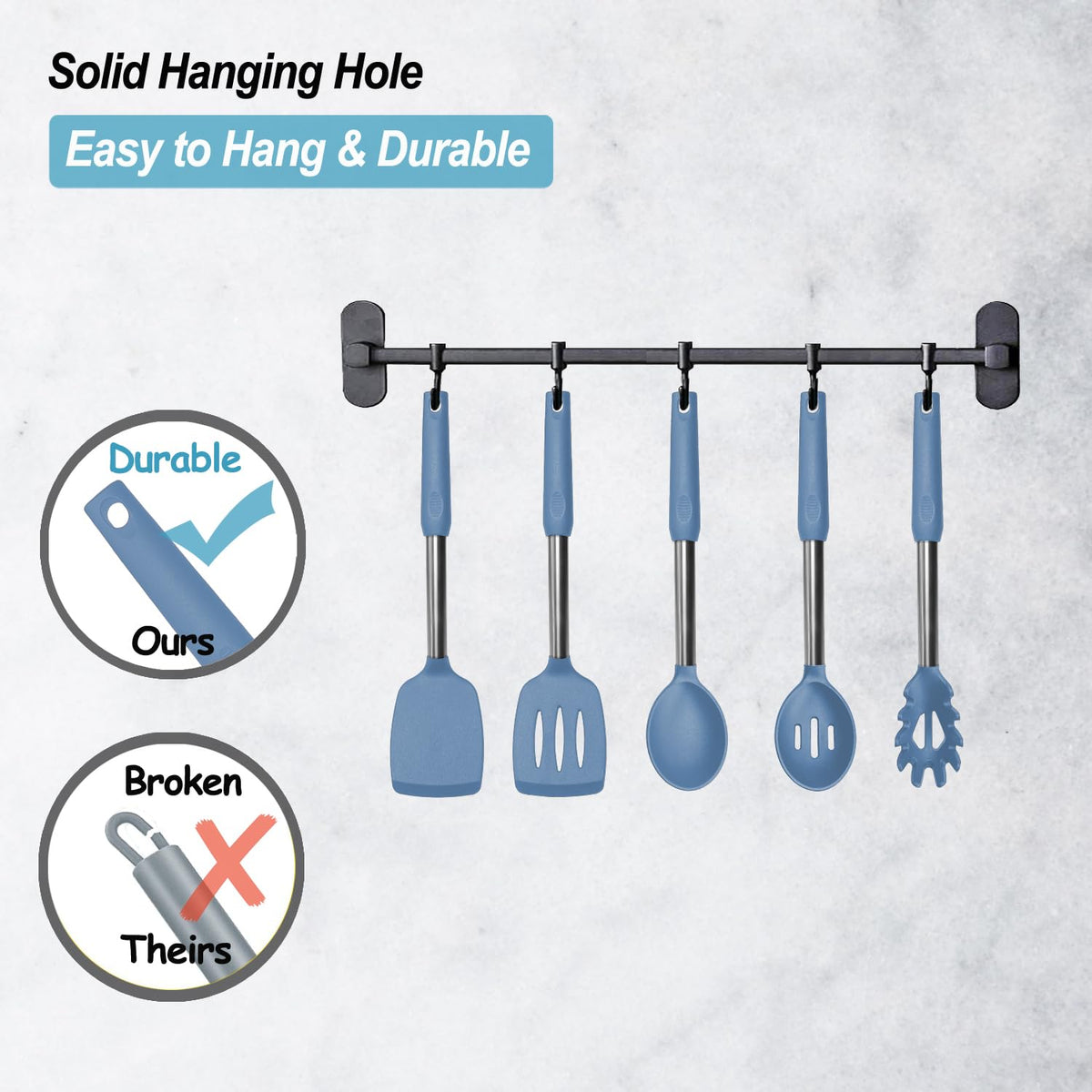 Vovoly starry blue stainless steel handle with silicone coating.