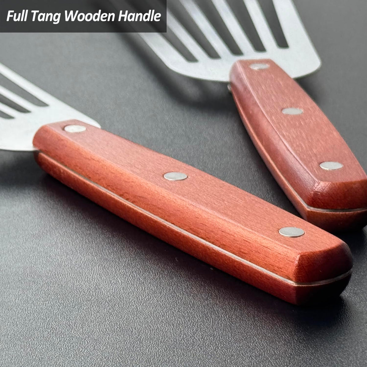 Vovoly wooden full tang handle offers a sturdy grip