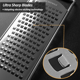 Vovoly zester slider guard protects fingers while grating small items.