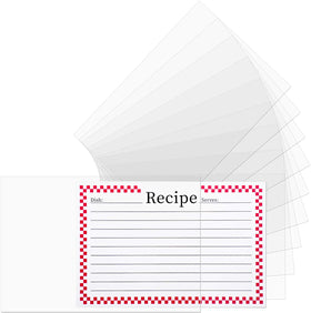 Vovoo 3x5 recipe card protectors back view for organized storage