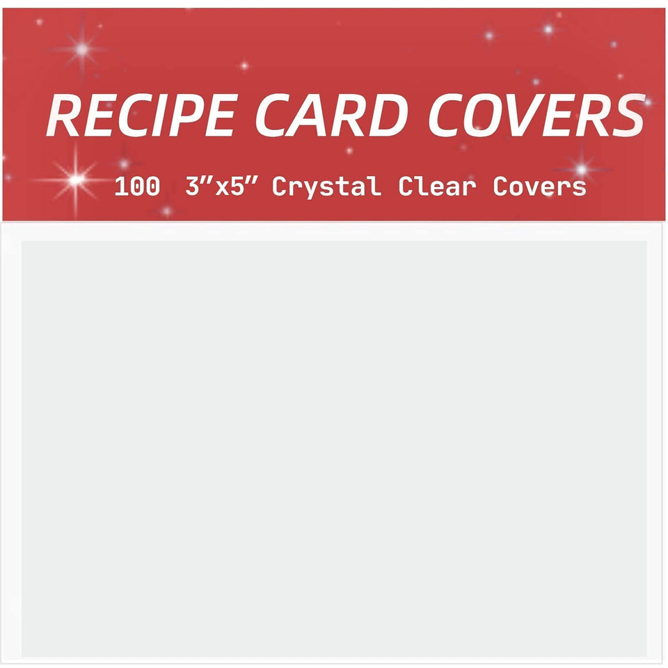 Vovoo 3x5 recipe card protectors front view showing clear visibility