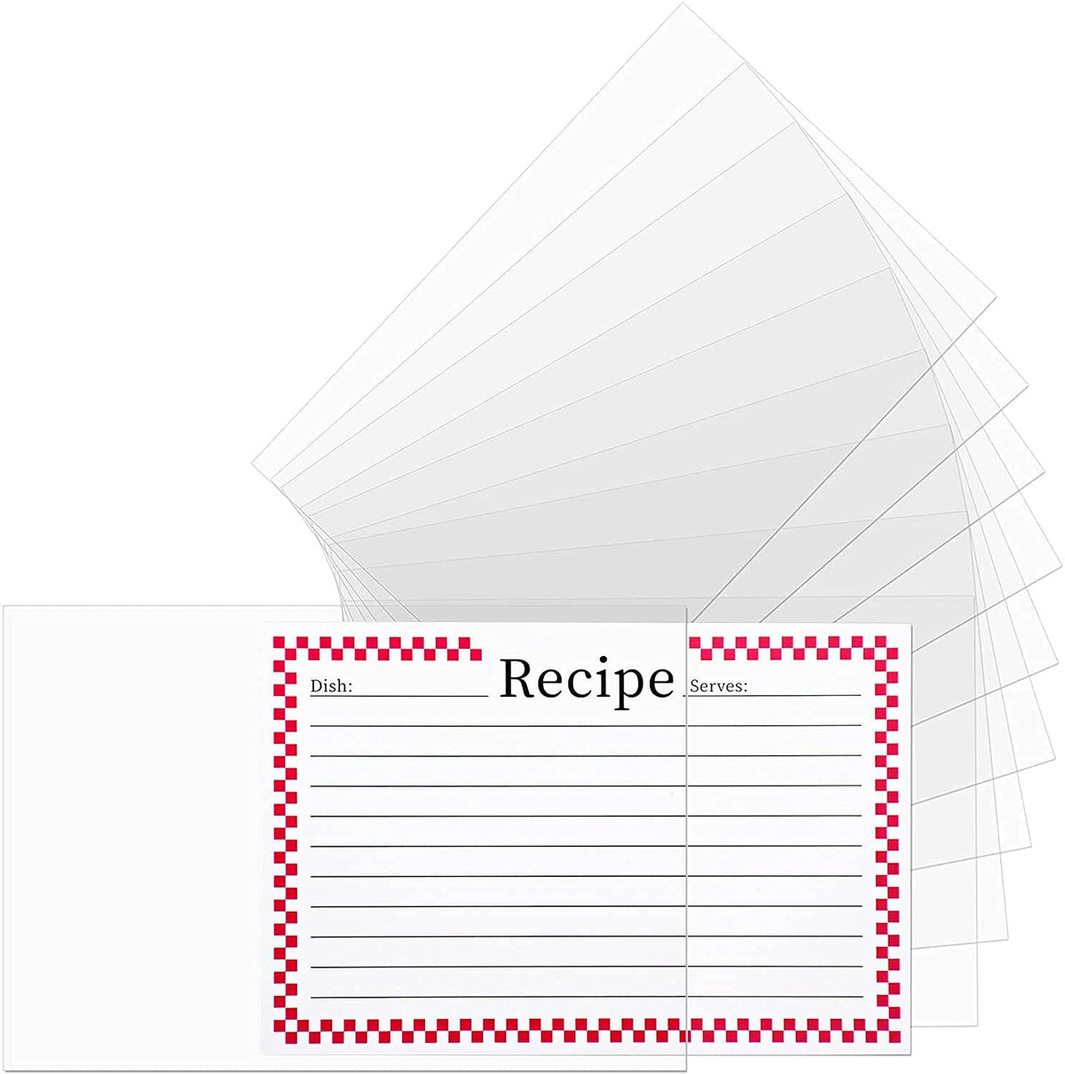 Vovoo recipe card sleeve shown being wiped clean to protect cards from spills.
