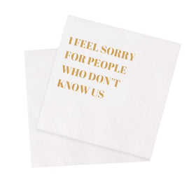 VOWFOO funny cocktail napkins on party table, ideal for celebrations.