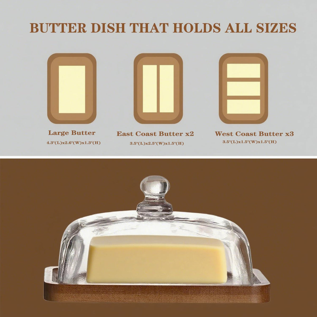 Voxionix acacia wood tray adds warm, natural beauty to the butter dish.