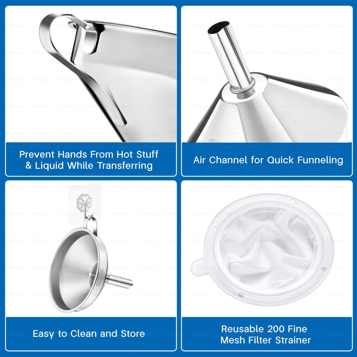 VOXMUDE stainless steel funnel is dishwasher safe and durable.
