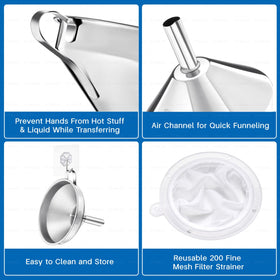 VOXMUDE stainless steel funnel is dishwasher safe and durable.