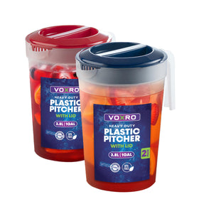 VOXRO 2-pack pitchers with lids for family beverage storage