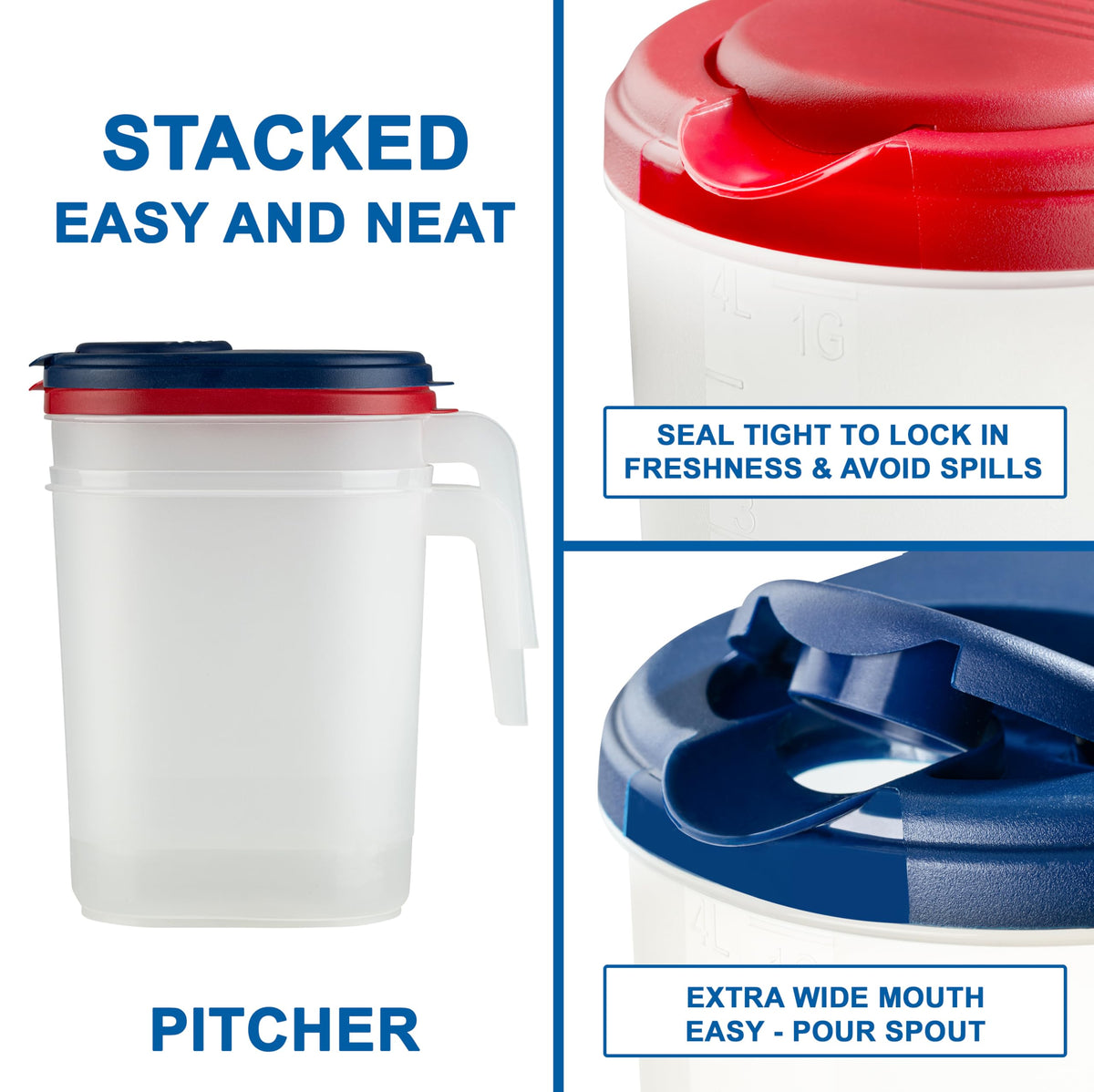 VOXRO oval red pivot-spout pitcher offers easy beverages pouring.