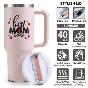VoziSpace Best Mom Ever Tumbler 40oz capacity label for all-day hydration