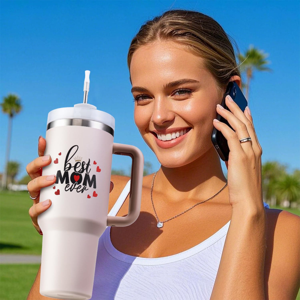 VoziSpace Best Mom Ever Tumbler double-sided printing suited for both hands