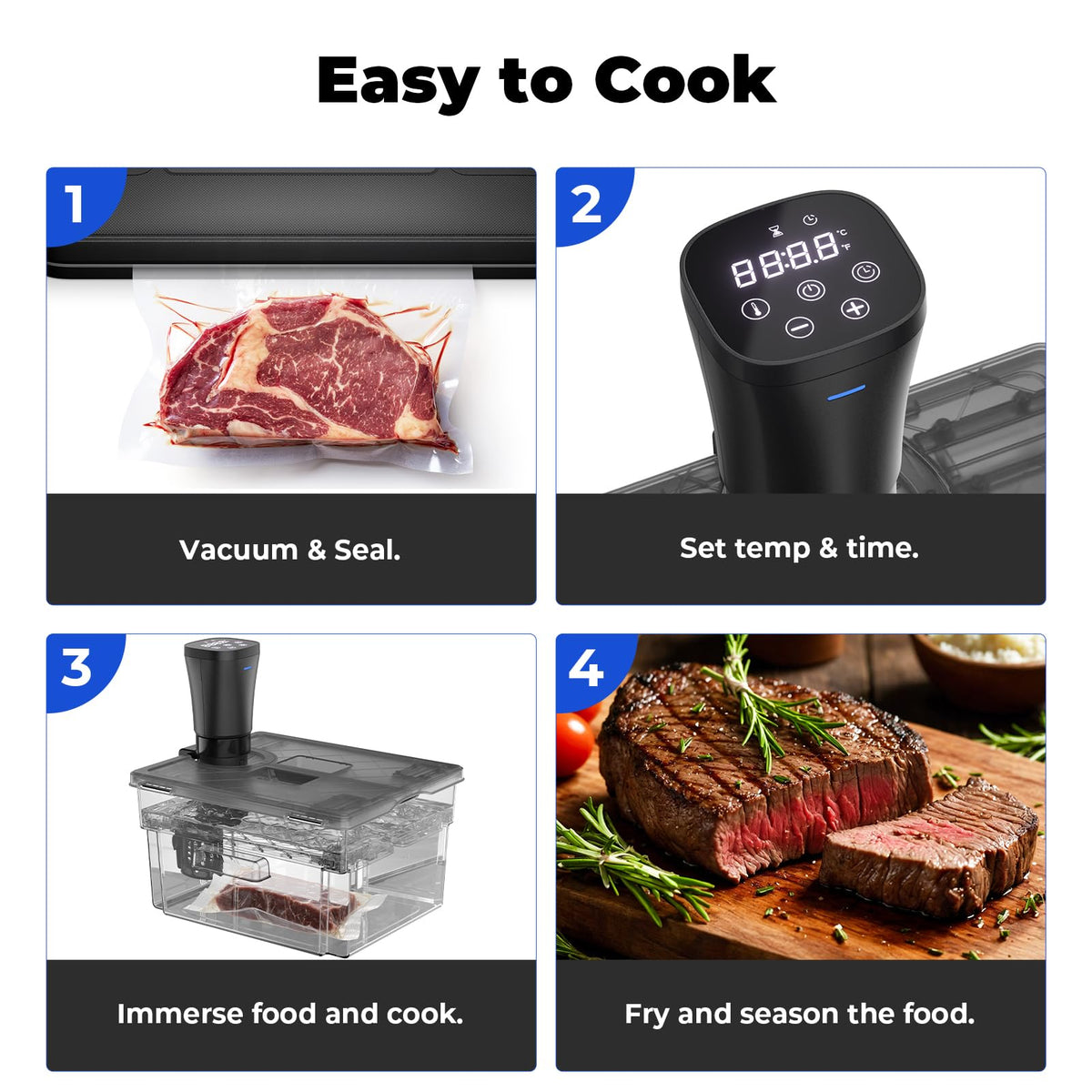 Vpcok Direct Sous Vide Immersion Circulator digital display for precise temperature and time