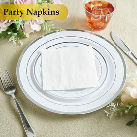 Vplus white square napkins at tables, perfect for daily use.