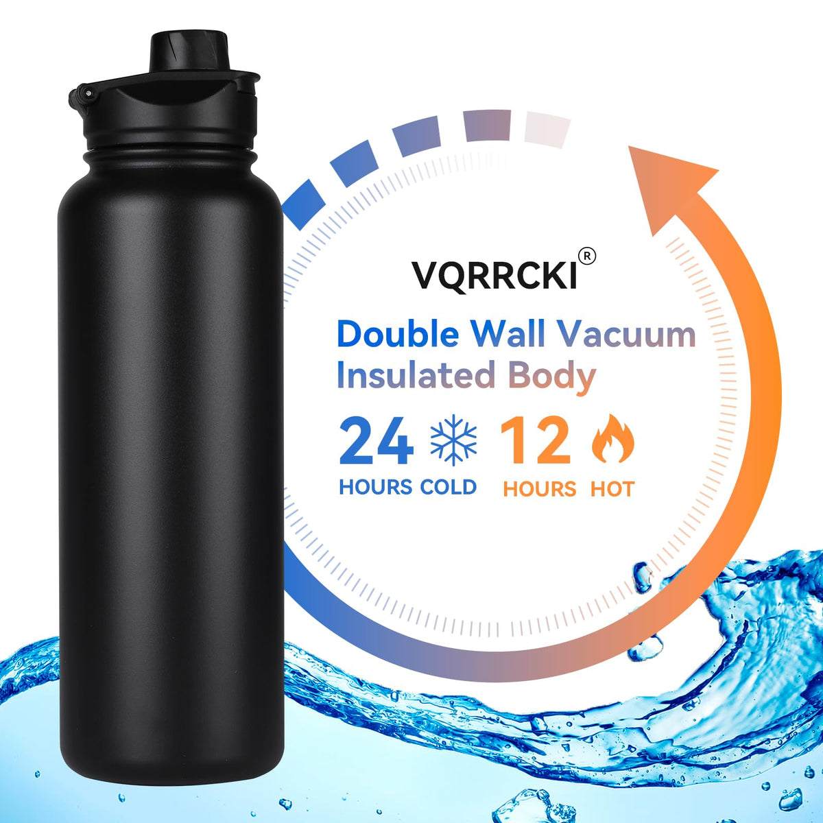 VQRRCKI 40 oz bottle with wide mouth lid is easy to fill and clean.