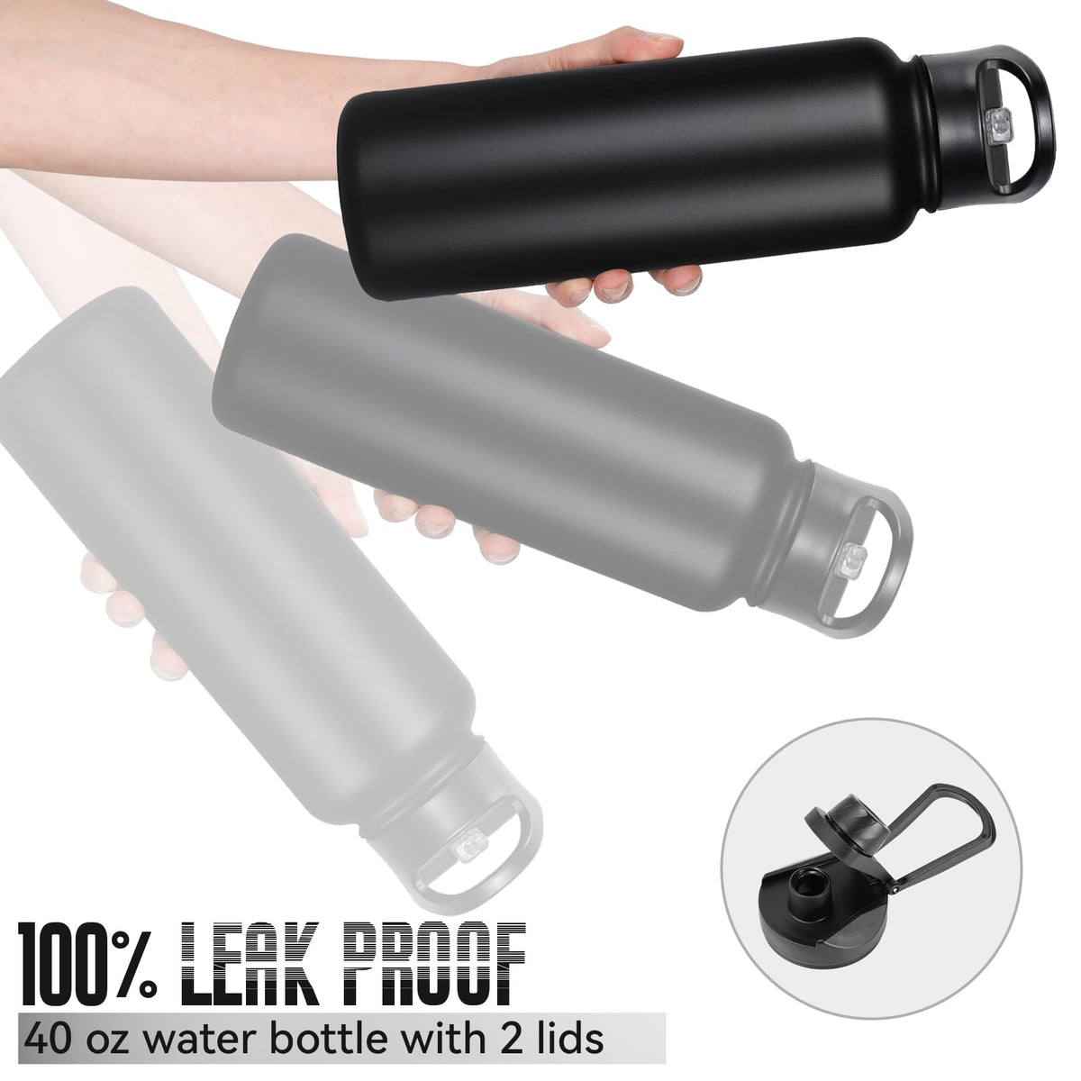VQRRCKI leakproof bottle prevents spills in bags and backpacks.
